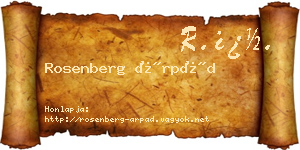 Rosenberg Árpád névjegykártya